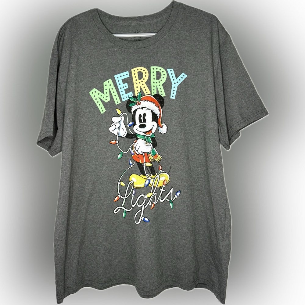 Disney Parks Merry Lights Mickey Mouse Christmas T-Shirt Size XXL